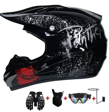 Set Cască Cross Panther cu Mănuși, Ochelari, Cagulă pentru Motociclete, Dirt Bike, Enduro, Atv, Mărime S, M, L, XL - Flytec™ - Img 1
