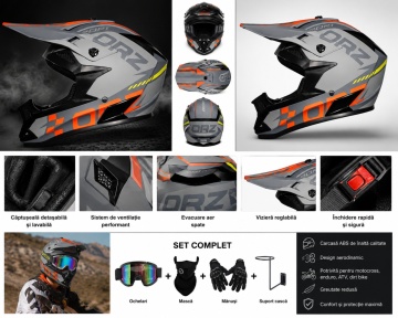 Cască cross și ATV Rack Premium - detalii ventilație, cozoroc și cataramă