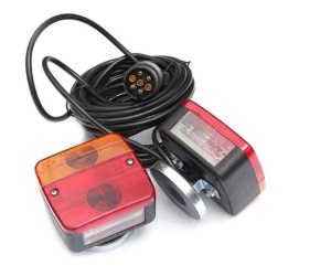 Set lumini spate auto magnetice remorca sau platforma, 12V, 7,5m cablu - Img 1