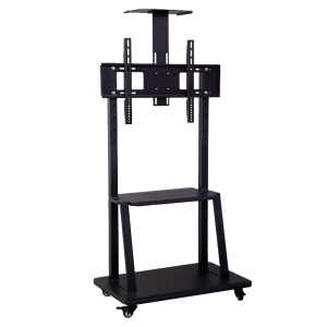 Stand, stativ, suport mobil de TV și videoproiector sau webcam (80kg max), cu roți blocabile, 80-190 cm, negru, cu 3 etaje, VESA 600x400 - Img 2