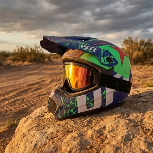 casca cross enduro cu manusi ochelari cagula si suport perete flytec set complet motocross atv