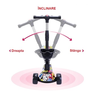 Trotinetă Urban Glide cu roți din silicon și lumini