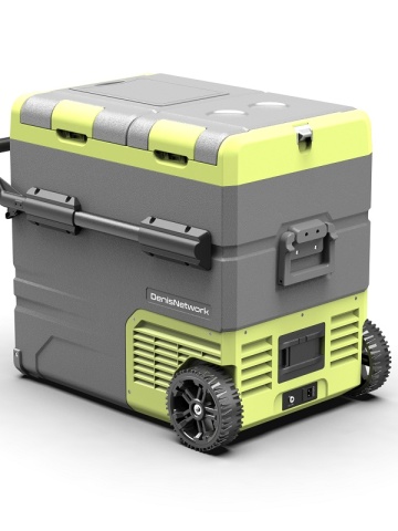 Frigider auto cu compresor bicameral 55L cu roți, congelare -20C alimentare 12V 24V 220V - DenisNetwork™