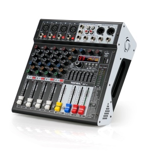 Amplified professional audio mixer MP-4 300W with 4 channels Bluetooth USB DSP | Satlink-Tonsil