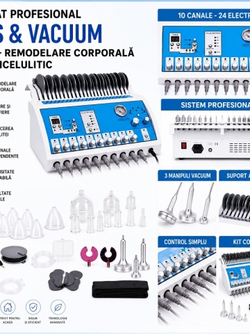 Aparat Profesional EMS & Vacuum 2 în 1 – Remodelare Corporală, Tonifiere și Anticelulitic - Img 4