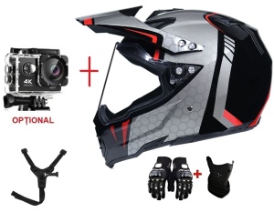 Apex Carbon Off-Road Full Face Motocross Helmet with Visor, Gloves and Balaclava – Flytec™ - Img 2