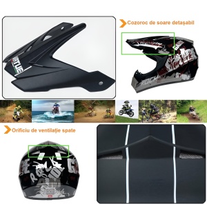 Cască Cross PANTHER - full face pentru Motociclete, Dirt Bike, MX/Enduro, Atv, Mărime M, L, XL, Trotinetă Electrică - Flytec™ - Img 4