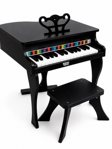 Children's piano, made of wood, stool included, 30 keys, elegant design, lacquered