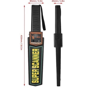 Detector de metale corporal portabil, tip baston pentru securitate și pază, impermeabil, Negru - Img 7