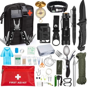 Kit de supraviețuire 40 piese, multifuncțional pentru drumeții / Rucsac drumeție / camping, Rucsac prim-ajutor - Img 1