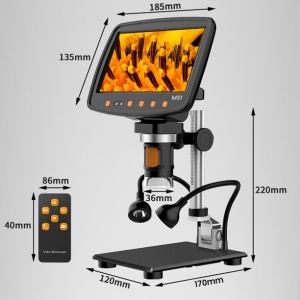 Microscop digital profesional portabil 1-1000X Dittom 10MP monitor 7 inch Full HD pentru reparații electroniști, bijutieri, analize medicale - Img 4