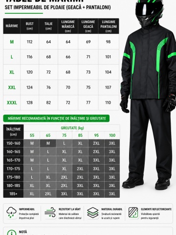 Premium Waterproof Motorcycle Rain Suit - Motorcycle Jacket and Pants Set, Windproof, Seam-Tape, Removable Hood and Waterproof Pockets - Img 5