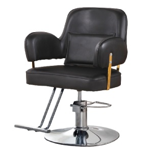 RESIGILAT - Scaun Salon, Frizerie, Coafor, Barber, model modern, capitonat cu piele ecologică neagră, reglabil pe înălțime - Img 1