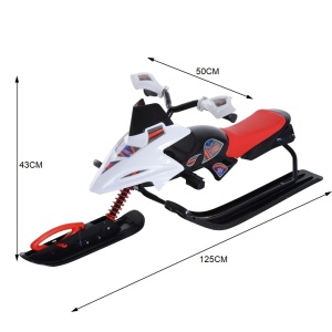 Sanie-snowmobil, cu direcție și frână, amortizor față, cadru oțel, maxim 50 kg, lamă plastic/metal, 125 x 50 x 43 cm, DenisNetwork™ - Img 6