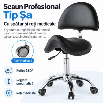 Scaun Profesional Tip Șa cu Spătar, suport 200 kg – Dr.Denis™ - Img 4