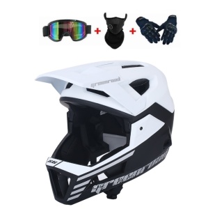 Set cască de bicicletă, MTB, Enduro Full Face Alb/Negru - Img 1