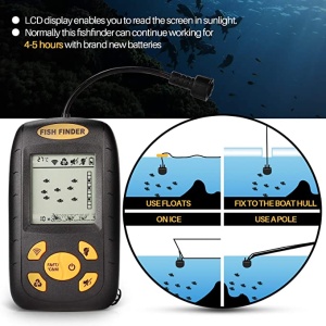 Sonar Fish Finder Model 2021 portabil cu ecran LCD, pentru localizarea peștilor, determinării adâncimii apei la mare, lac, râu sau baltă - Img 7