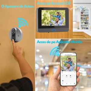 Sonerie video cu display, Wi-fi si Tuya, afișaj pe telefon cu notificare cu ecran 4.3 inch - Dittom™ - Img 6