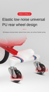 Bicicletă/ kart/ drift pentru copii cu 4 roți, în formă de avion cu pedale și scaun ergonomic - Img 4