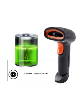Cititor coduri de bare, barcode scanner 2D cu laser, wireless, încărcare USB, 2.4 G - Img 4