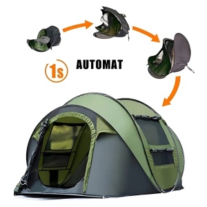 Cort Camping, 3 Persoane, Desfasurare Automata intr-o Secunda, Structura din Aluminiu / Munte / Aventura / Exterior / Drumetie - Img 5