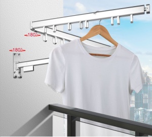 Foldable hanger rack 200 cm, 24 hangers, durable and resistant, adjustable, 180° rotation, made of aluminum, gray - Img 8