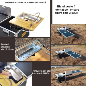 Kit bucătărie mobilă de camping cu 4 module de lucru- compactă, durabilă și ușor de transportat - Flytec™ - Img 3