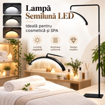 Lampă Semilună LED Profesională MoonLight 70 cm, 50W, Lumină Reglabilă, Manichiură, Gene, Cosmetică - Img 6