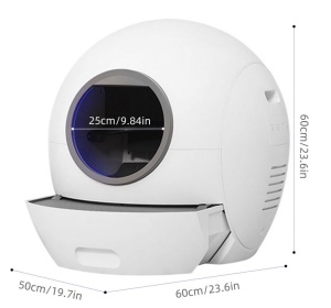 Litieră mare SMART cu curățare automată UV pentru pisici cu control din aplicație mobilă cu afisaj LED, senzor siguranță