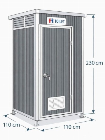Modular toilet cabin for container - prefabricated complete bathroom with toilet, shower and sink, tiny house, office, construction site - DenisNetwork™ - Img 2
