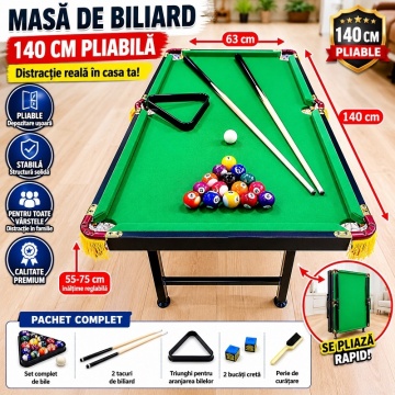 Masă de biliard cu tacuri, bile și accesorii incluse