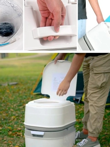 Toaletă portabilă pentru camping și rulotă 24L cu indicator nivel rezervor Flytec