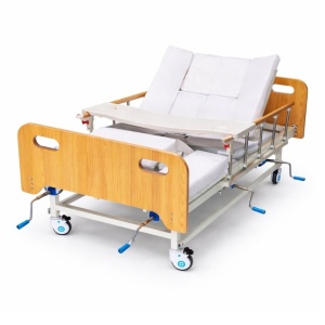 Professional medical folding hospital bed with mattress, 5 sections, 200 kg support, back and leg adjustment, patient turning possibility, infusion support - Dr.Denis™