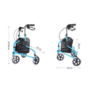 Rolator ortopedic pliabil cu 3 roți, autoblocare și frâne de mână cu geanta de transport, maxim 130 KG, DrDenis - Img 4