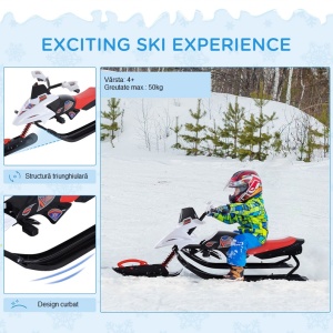 Sanie-snowmobil, cu direcție și frână, amortizor față, cadru oțel, maxim 50 kg, lamă plastic/metal, 125 x 50 x 43 cm, DenisNetwork™ - Img 7