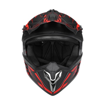 Cască cross și ATV RedLine neagră cu roșu - vedere frontală
