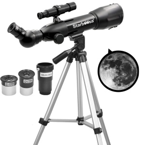 Telescop astronomic refractor educativ cu trepied din aluminiu - Starboosa 360 mm cu carcasă din metal cu lentile de sticlă - Img 1