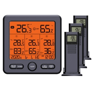 Termometru / Stație meteo / Termo-higrometru cu 3 senzori wireless de afișare temperatură și umiditatea din interior cât și de la exterior - Img 1