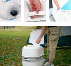 Toaletă Ecologică Portabilă Premium 24L – Dublă Evacuare, Fără Miros, Indicator Nivel Umplere, Înălțime mare 42 cm - Img 11