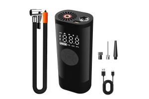 Преносим въздушен компресор с дигитален LED дисплей, USB акумулаторна батерия - идеален за автомобилни гуми, велосипеди, мотоциклети и спортна екипировка