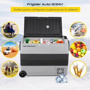 Frigider + congelator 60l bicameral - auto rulotă, camion, dube 3,5t alimentare 12-24/220V, cu congelare -20°C