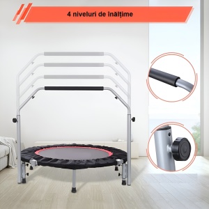 102 cm fitness trampoline with adjustable handle for adults and children, 120 kg, cardio training at home - Img 3