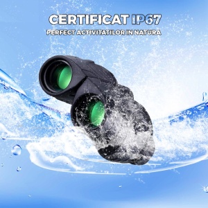 Binoclu 10 X, 25 mm premium, lentile Prism BAK4 , rezistent la apă, pentru adulți și copii, putere mare de focalizare pentru observarea păsărilor, vânătoare, călătorii, turism - Img 12