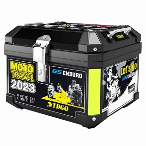 Cutie Bagaje Moto, Top Case din Aluminiu, pentru Depozitare, GS Enduro, Impermeabil, 45 SAU 57 litri, Interior imitație piele, Motocicletă, Kit montaj UNIVERSAL inclus - Img 2