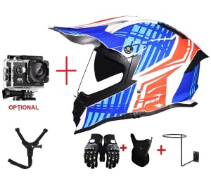 Full Face Motorcycle Helmet Eclipse Rider, Waterproof Visor, Adjustable Visor, Integrated Sunglasses Adventure / Touring/On-Road & Off-Road/Enduro Bonus Gloves + Balaclava + Wall Mount - Img 2