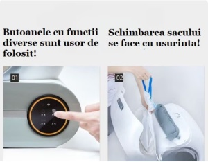 Litieră Automată Smart pentru Pisici, Sistem Auto Curățare, Sterilizare UV, Senzori Ambientali Deep-Clean, Aplicație Tuya, Infraroșu, Display Tactil, Silențioasă, 9L - Img 6