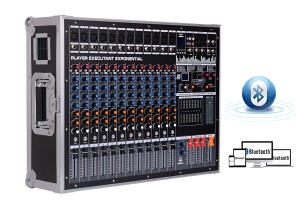 Mixer audio profesional 16 canale, 1800W x 2, 12 intrări microfon/instrumente, funcție karaoke, efecte, bluetooth, USB/SD, LCD - Img 3