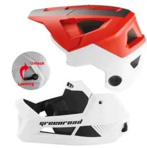 MTB Full Face Helmet, Mountain Bike, Red, Style, Protection and Performance - Img 5