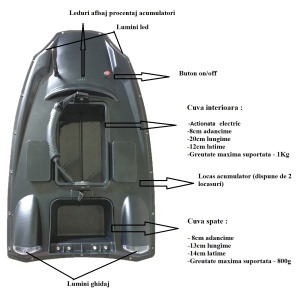 Navomodel, premium bait boat with course correction - Dittom BonaBoat 2 TANK, 2 20800mAh batteries, 2 motors for fishermen - Img 6
