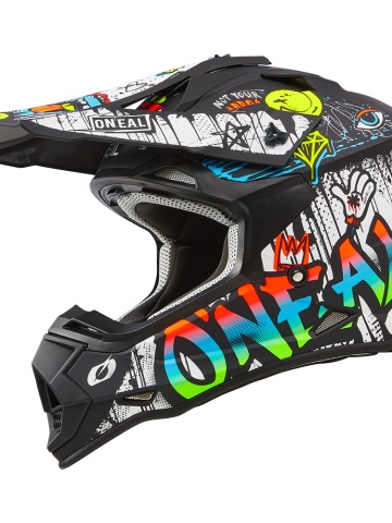 O'Neal 2SRS RANCID Helmet Black/White – Professional Protection for Motocross, Enduro and Off-Road